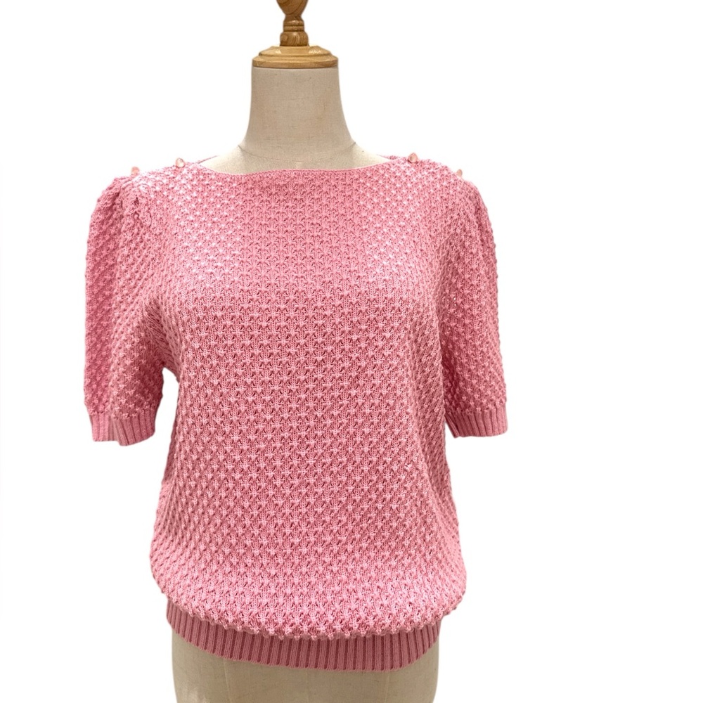 Pretty In Pink Vintage 1980’s Textured Women's Short-Sleeve Sweater